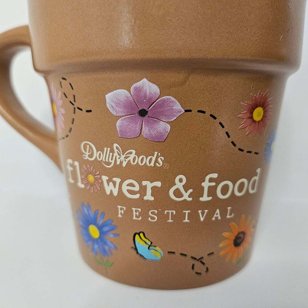 Dollywood Flower and Food Festival Mug Flower Pot Terracotta Souvenir Rare